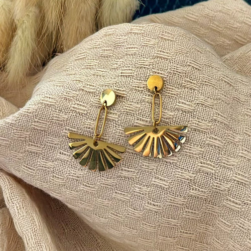 Boucles d'oreilles Éventail d'Or - acier inoxydable