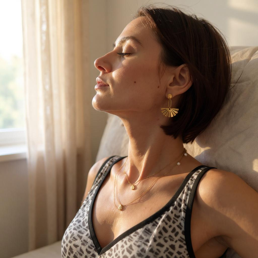 Boucles d'oreilles Éventail d'Or - acier inoxydable