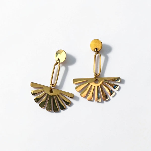 Boucles d'oreilles Éventail d'Or - acier inoxydable