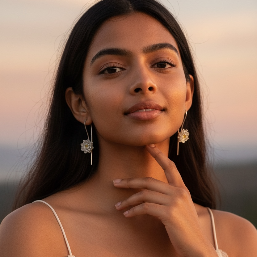 Détail Boucles d’oreilles DAISY - argent 925 plaqué